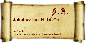 Jakubovics Milán névjegykártya