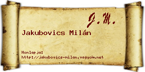 Jakubovics Milán névjegykártya