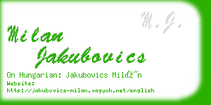 milan jakubovics business card